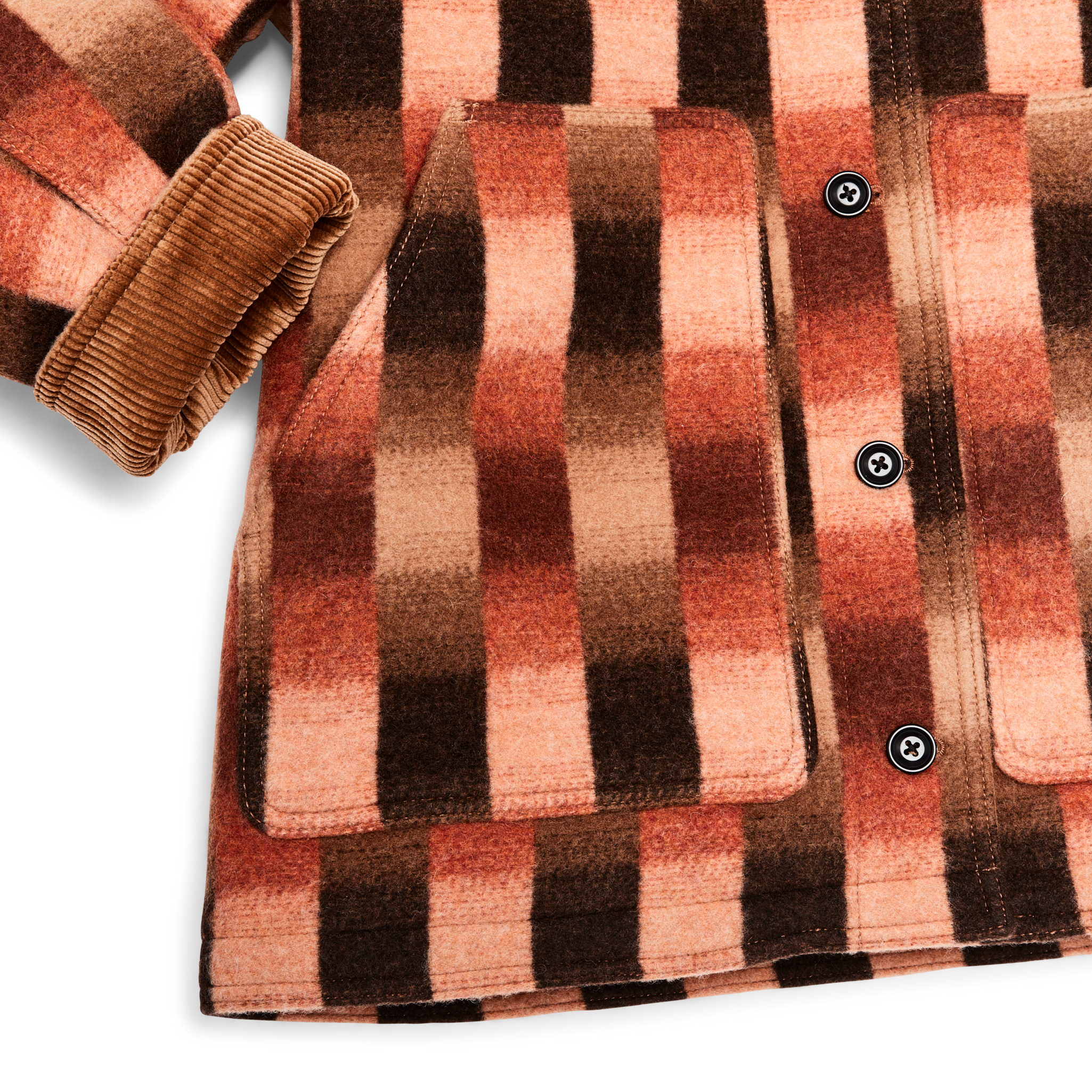 Women's Blanket Wool Barn Coat - Sunset Ombre Plaid - Image 10