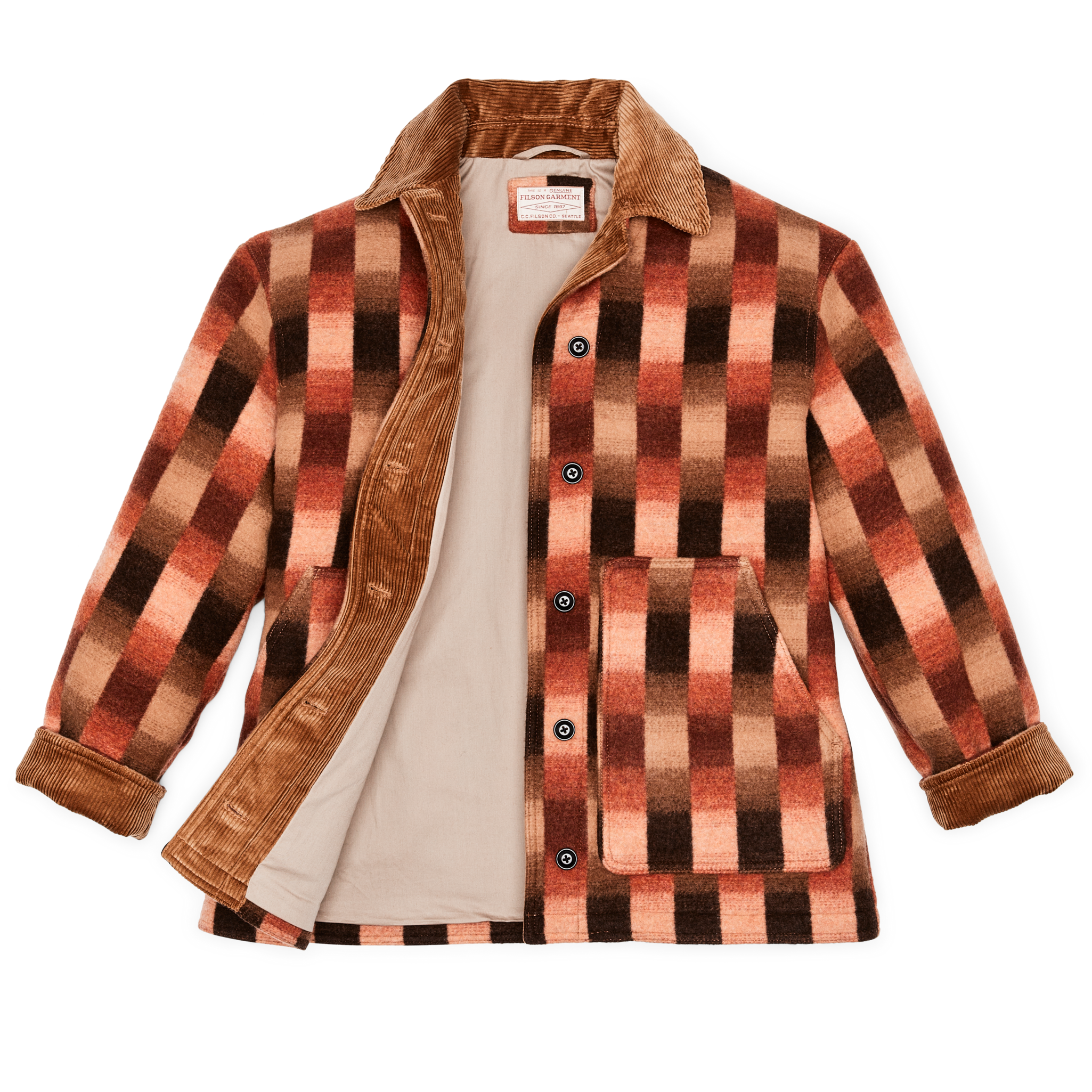 Women's Blanket Wool Barn Coat - Sunset Ombre Plaid - Image 12