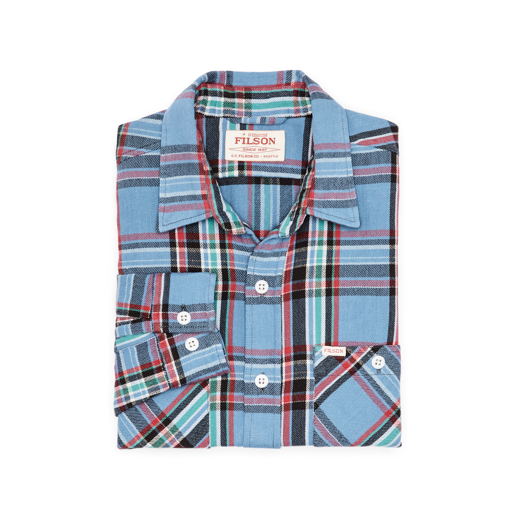 The Rangeland Flannel Shirt - Light Blue / Red Plaid - Image 3