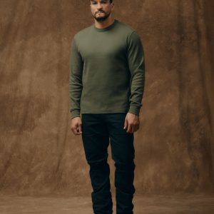 Waffle Knit Thermal Crewneck - Mossy Rock