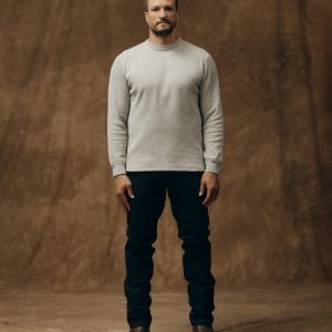 Waffle Knit Thermal Crewneck - Light Heather Gray