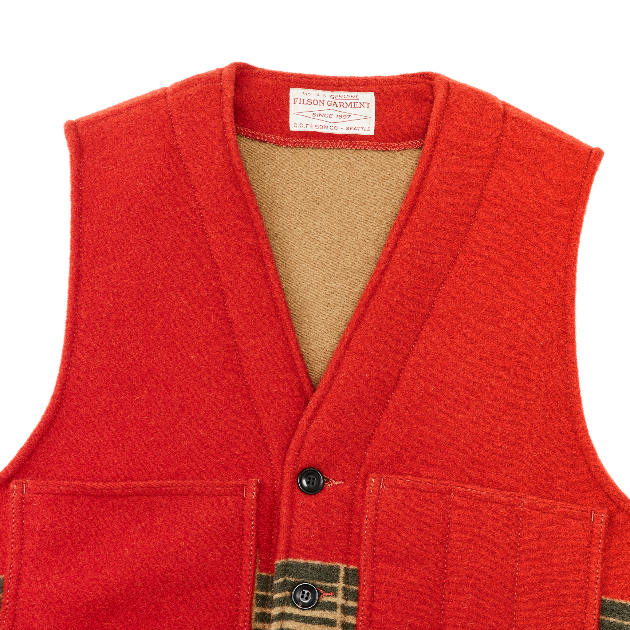 Jacquard Wool Vest - Red / Khaki / Forest Multi - Image 4