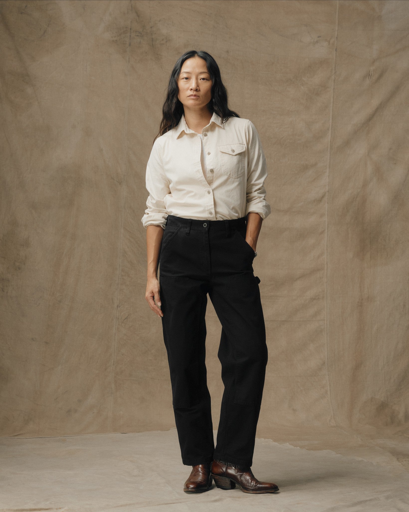 Women's Canvas Work Pants - Faded Black