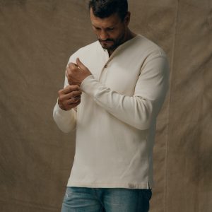 Waffle Knit Henley - Sand