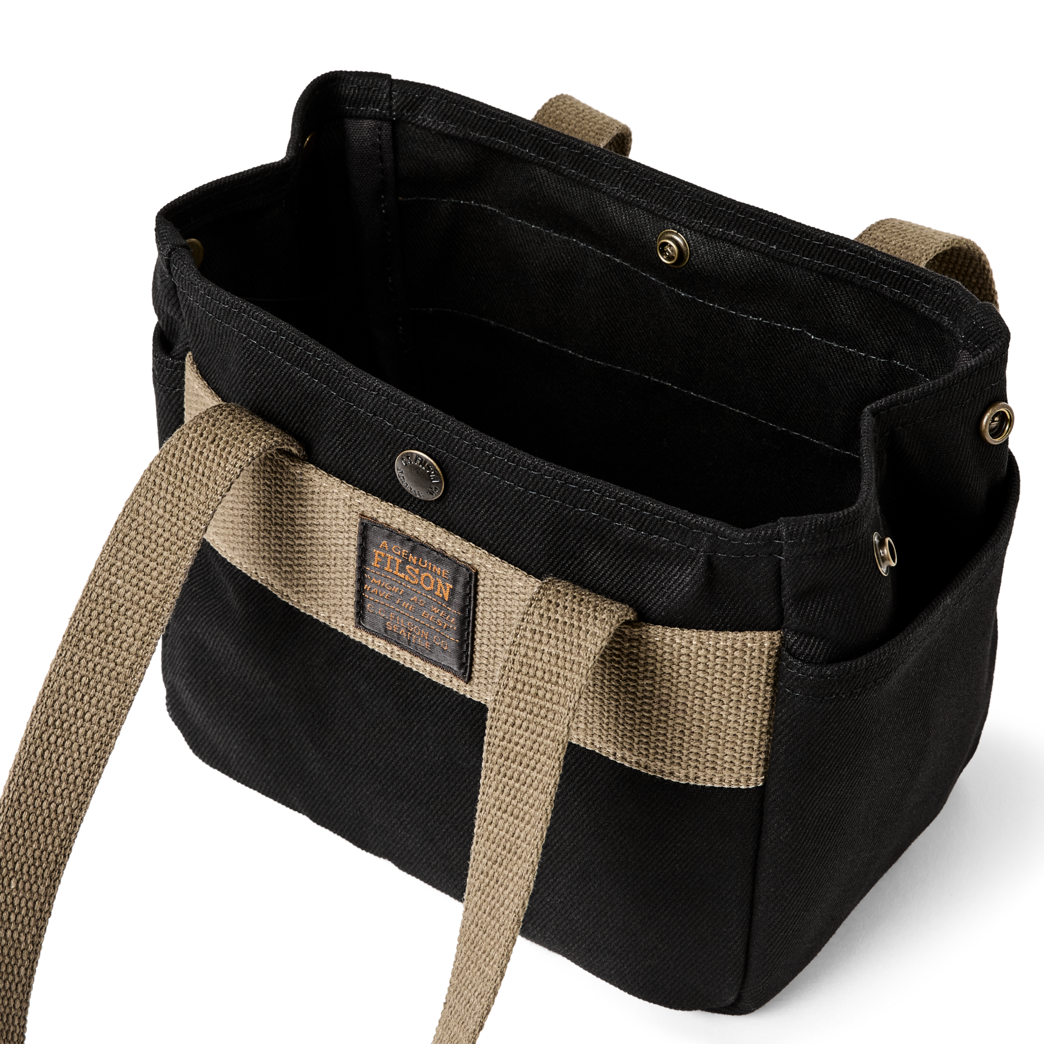 Rugged Twill Small Open Tote Bag - Black - Image 4
