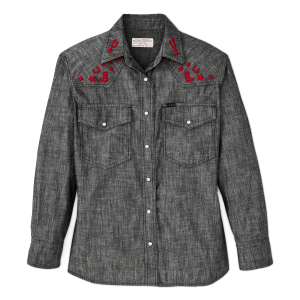 Women's Embroidered Western Shirt - Black Chambray / Western